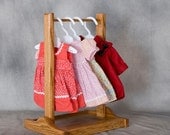 American Girl Doll Clothes Rack (Oak) with Hangers