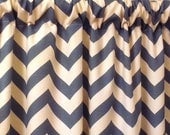 54 x 63 CHEVRON CURTAINS, Two Drapery Panels, Premier Zig Zag Denim and Natural Cotton