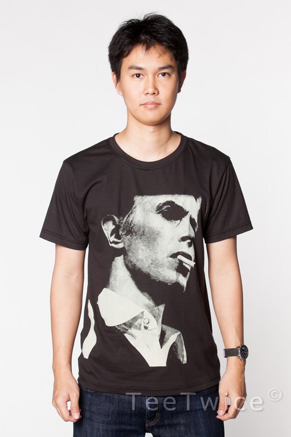 David Bowie T Shirt Artist Rock Smoking Men Black T Shirts Short Sleeve Tee T-Shirt Size M