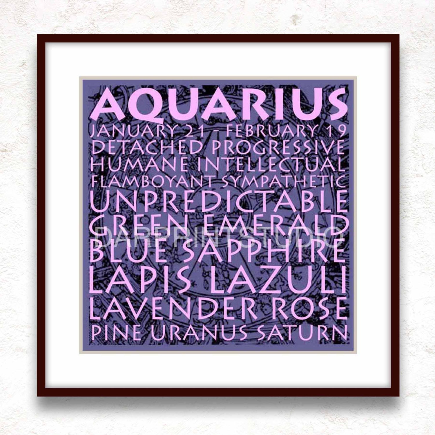 Printable Modern Typography Art Wall Decor Home Decor or Office Zodiac Signs Aquarius Quotes Digital Decorative DIY JPG Print  8" x 10"