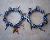 GREEK EVIL EYE Glass murano beads Dangle Bracelet Charm Nazar Mati Turkish beads Greece