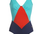 Super Power Tank Top one piece Swimsuit / Sky Blue, Candy Red and Navy blue one piece bathing suit