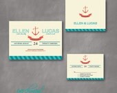 Anchor / Nautical / Beach Double-Sided Wedding Invitations / RSVPs / Thank You Cards