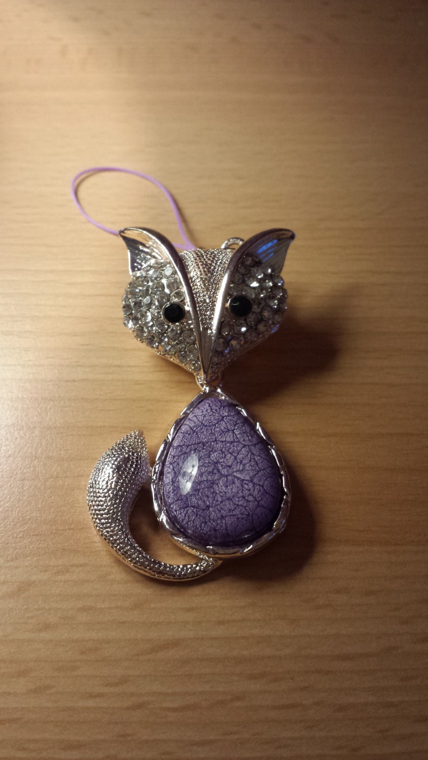 Large Silver Fox Bag Charm