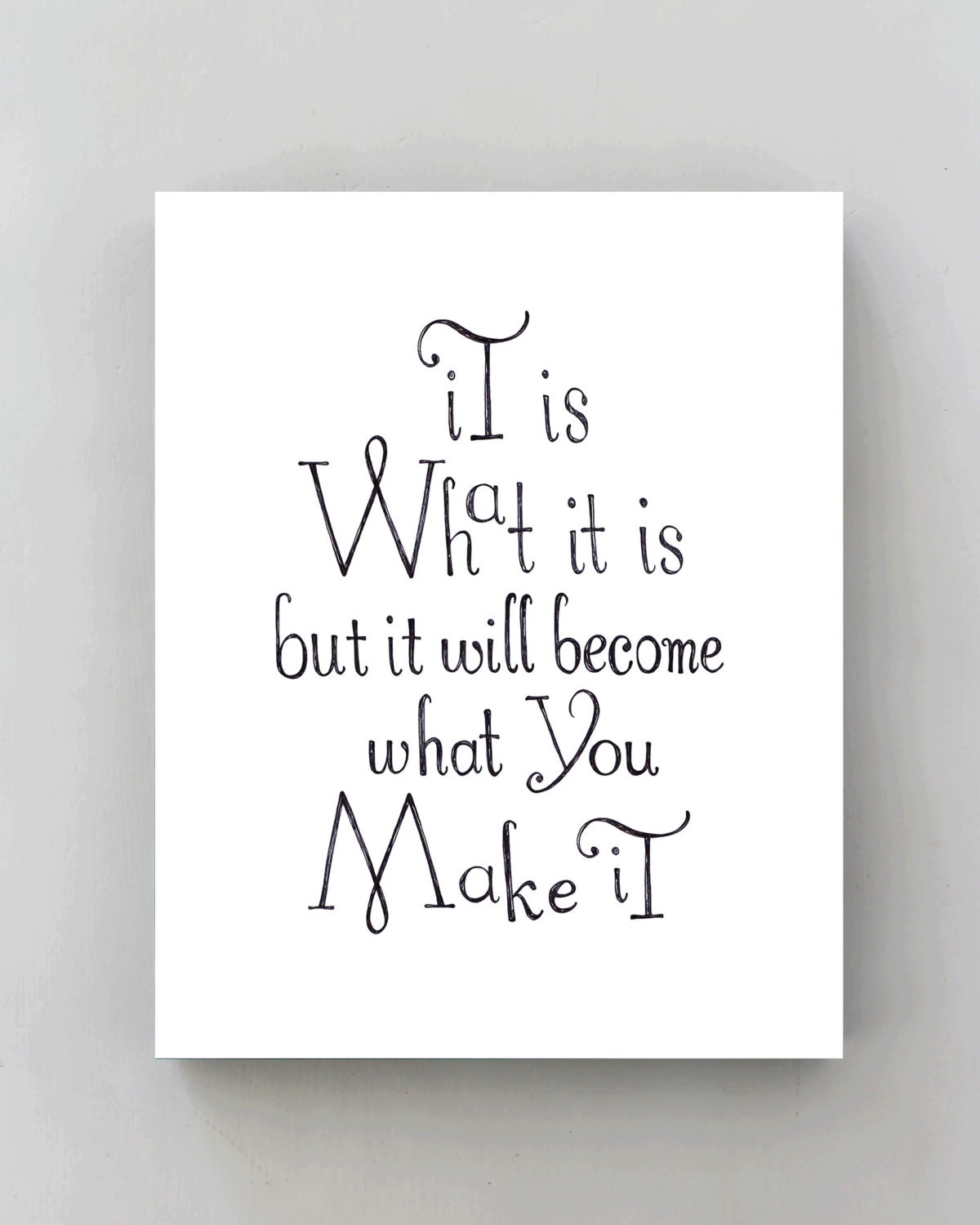 It is what it is... Quote Typographic Print Poster, Inspirational Art Print, Black and White Art Ink Drawing