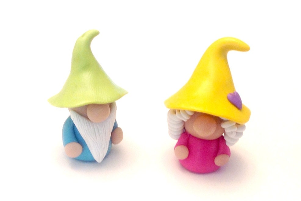 Gnome Purse Charms, Zipper Pulls, Polymer Clay Gnomes, Set of clip on gnome purse charms, clip on charms, Cute Fimo Charms
