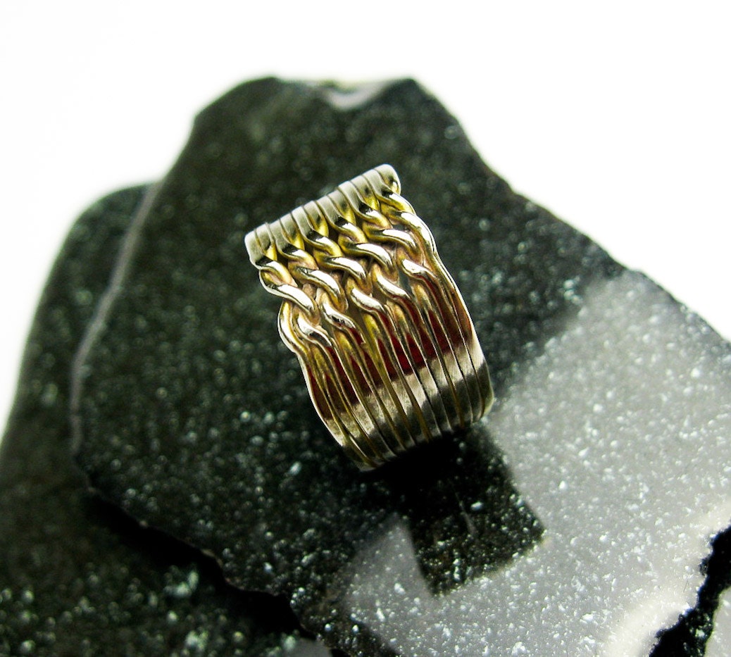 Vintage 1960s 12 Band Sterling Puzzle Ring from Greenwich Village N.Y.C.