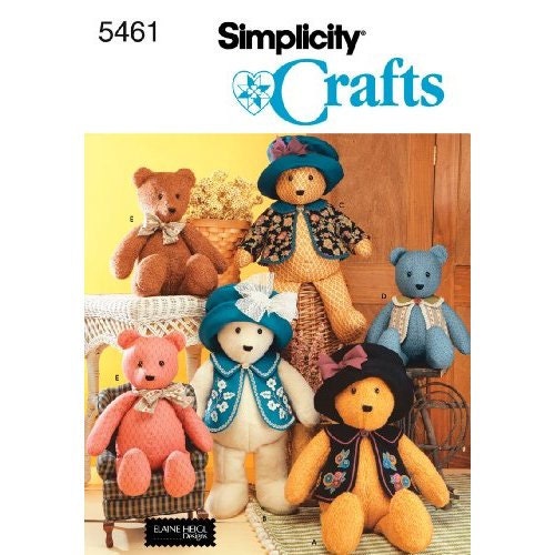 Simplicity 5461 18" and 22" Bears with Accessories Sewing Pattern