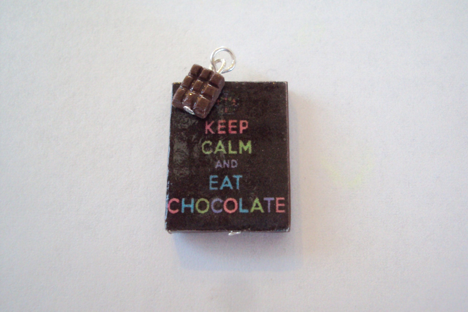 keep calm and eat chocolate polymer clay cute charm