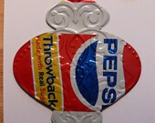 Recycled Soda Cola Drink Can - Embossed Christmas Traditional ORNAMENT - Winter Tree Fun