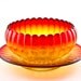Imperial Pillar Flute Cupped Rose Bowl and Smooth Rays Plate in Marigold Amberina, Rare