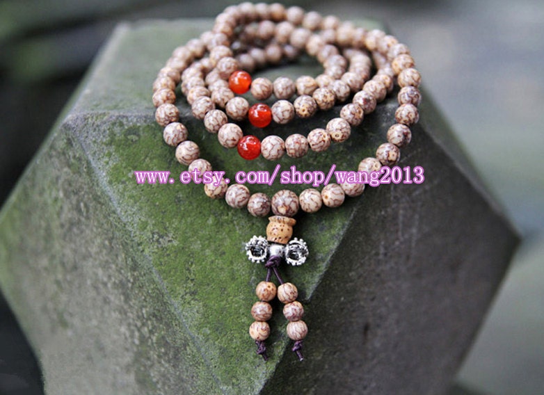 Free shipping - Tibetan Buddhist natural dragon Bodhi Seed 108 meditation yoga prayer beads Mala necklace