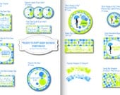 Ready to Pop Baby Shower Printable Decorations - Green and Blue - Personalized, Customized Party Pack Il_170x135