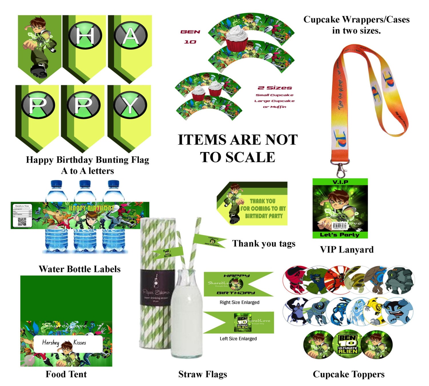 Ben 10 Children Kids Themed birthday party pack invitation DIY Printable Custom Listing also available on request