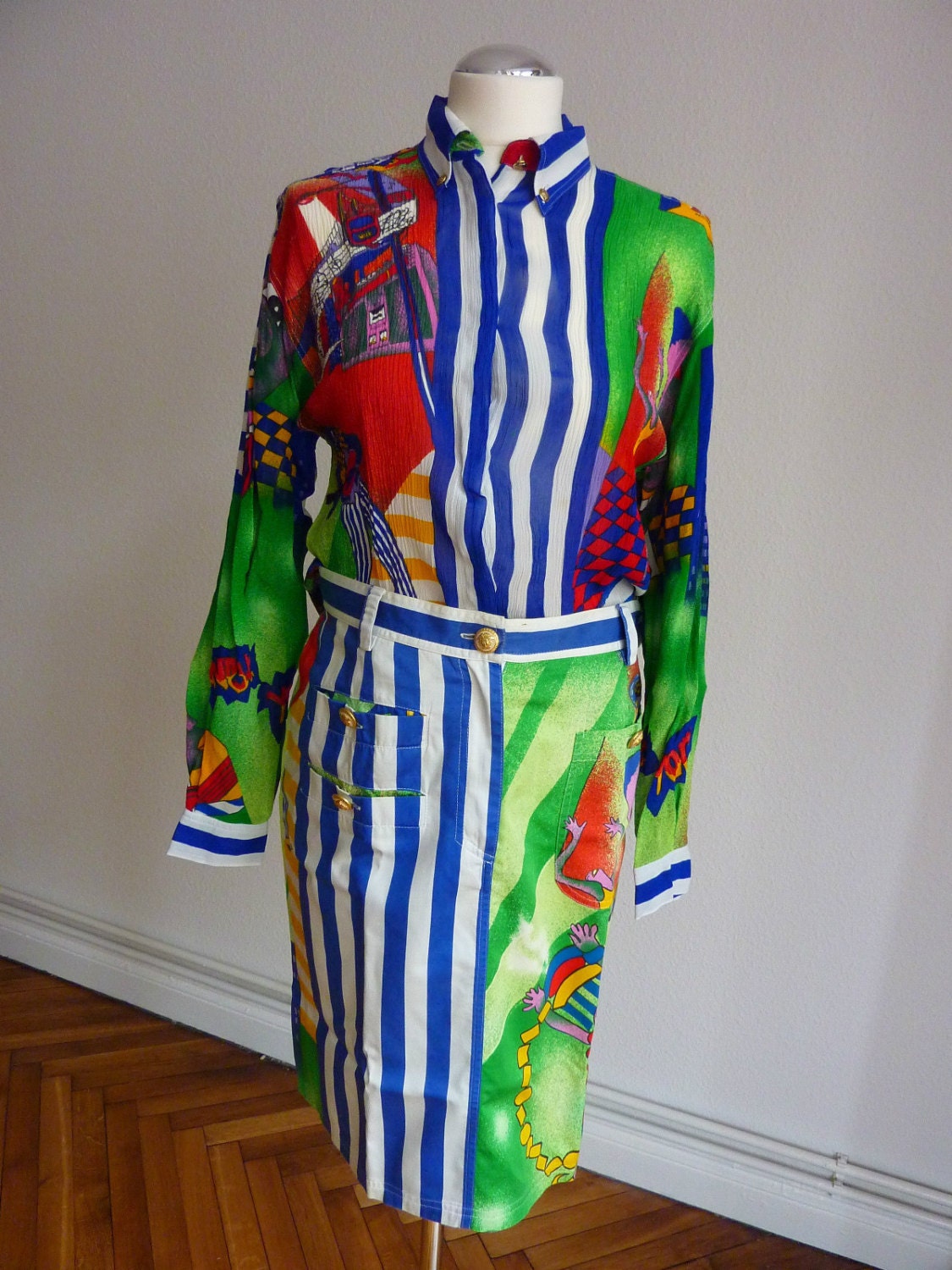 Authentic gianni Versace suit blouse and skirt