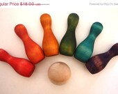 On Sale Skittles Rainbow Pins and Ball  Montessori and Waldorf Inspired Wooden Learning Toy