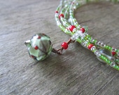 Mint green multistrand necklace - lampwork necklace - glass necklace - europeanstreetteam