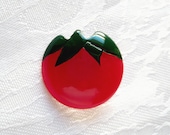 Bakelite Red Cherry Tomato Button Charm Newly Crafted w Vintage Bakelite Vegetable Fruit