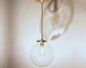 Clear Globe Pendant Light - 10" Globe Modern Vintage Pendant Light