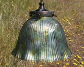 Boho Pendant Light - Verdigris Green Fluted Ribbed Glass Pendant