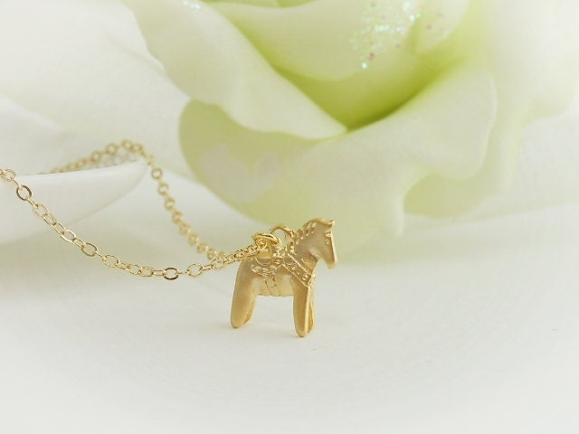 Cute gold plated pony pendant necklace, horse necklace, everyday jewelry, bridesmaid jewelry, valentines day gift