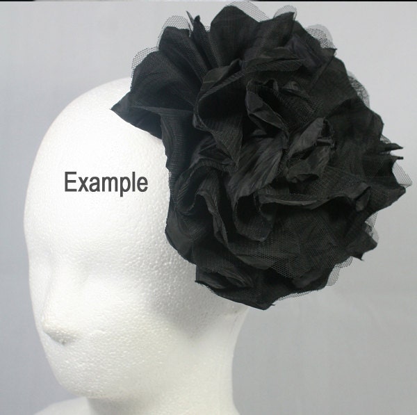 OverSized Flower Motif Corsage Brooch for Headband, Hair Accessories, Hat, Hair Clips or more Accessories Handmade Annielov Flower12-Black