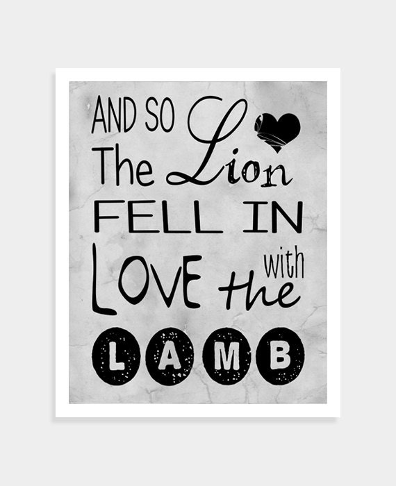 Twilight Quote Typography - And So The Lion Fell In Love With The Lamb - Typographic Home Decor - Printable Digital File