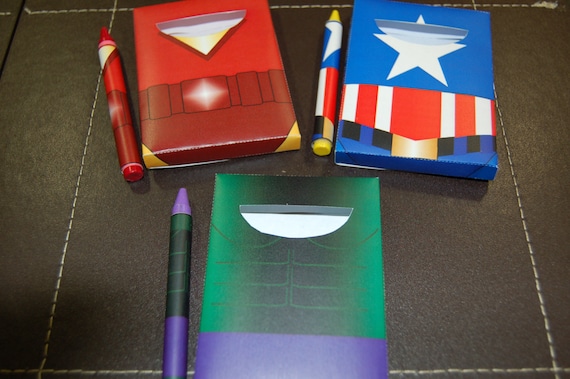 Personalized / printable Superhero theme crayon box & matching crayon wraps (ONE DESIGN) Il_570xn