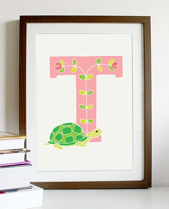 A4 Letter Alphabet artwork print: "T" / Nursery artwork / kids room artwork