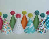 custom party HATS -- yarn pom pom toppers -- Up,Up, and Away collection