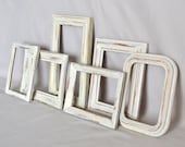 Shabby Chic White Wooden Distressed Frames - Set of 6