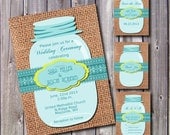 DIY Printable Wedding Invitation Suite-Country- Mason Jar-Rustic- Burlap-DIY-Set-print your own-Teal Yellow