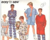 Boys'/Teen Boys' Pajamas In Two Lengths, Robe, And Tie Belt Size AA (7, 8, 10) - Simplicity 8794