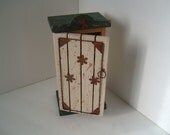 Shabby chic little wooden shelf closet with door Green and white with wire work