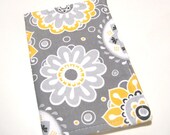 Cute Fabric Passport Cover Case, Coupon Holder - Grey Matters, Yellow Paisley Flowers