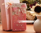 studded swarovski crystals iPhone Case Pink bow deco iPhone 4 Case  rhinestone iPhone Cases Sparkly iPhone sj13