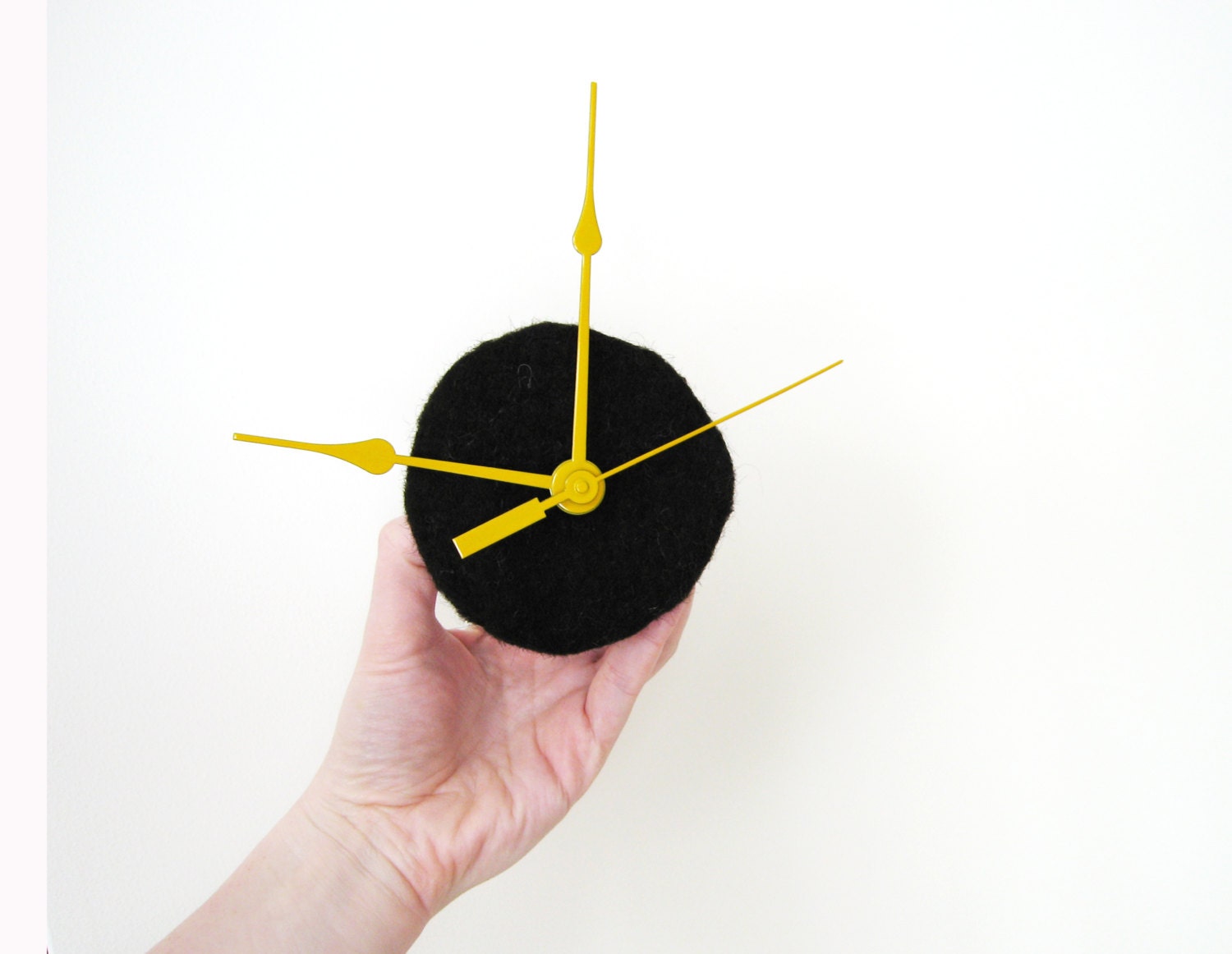 Wall clock, Felted wall clock, Brown wall clock, Wall decor, Original gift, Woolen wall clock, Small wall clock, wool clock