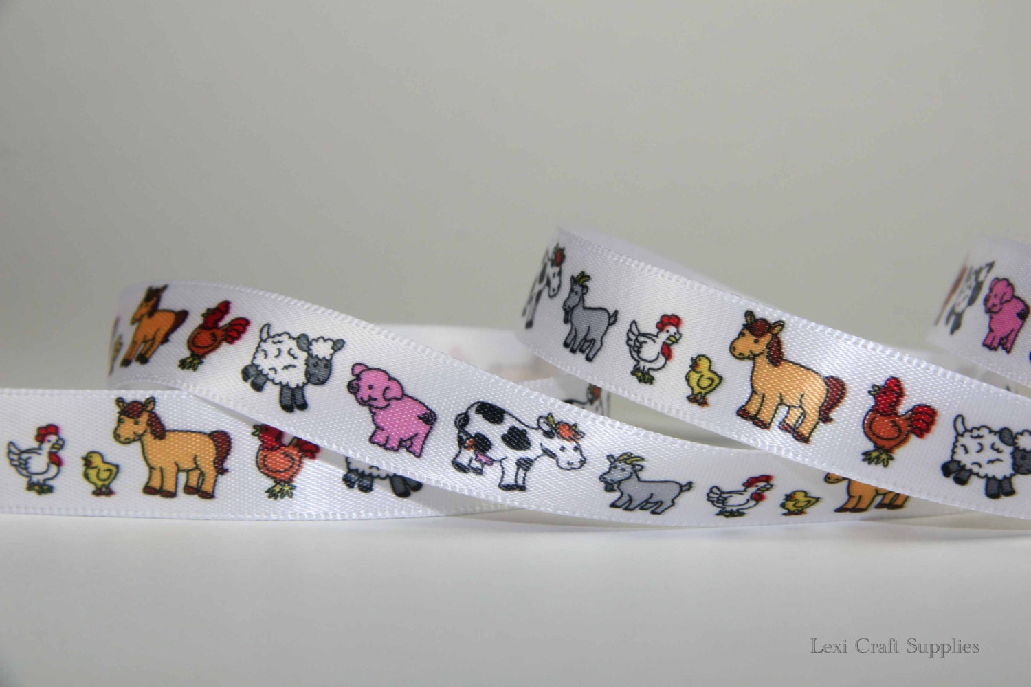 5/8" Farm Animal Satin Ribbon 1 yard