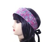 Boho Headband - Hippie Hairband - Festival Headband - Summer  Hairband - Pink Floral Vintage Fabric - Womens Fashion Hair Accessories