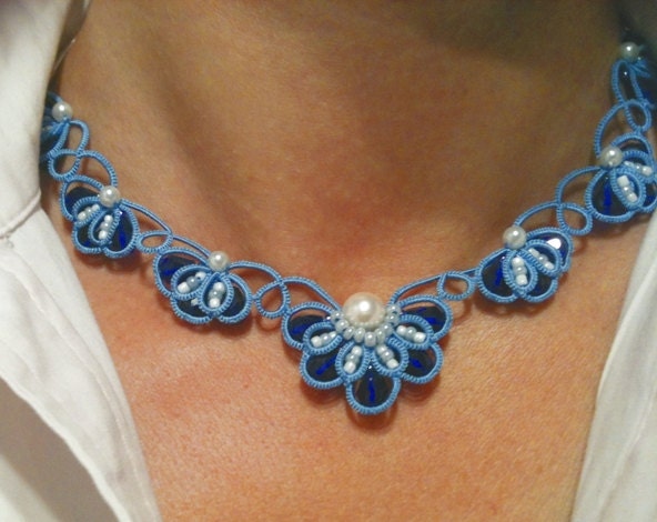 Tatted choker "Blue"