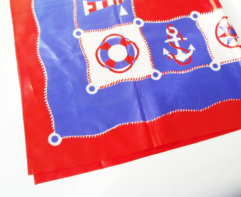 Kitsch Kerchief Scarf Soviet Vintage USSR Sea Sailing Anchor Funky Printed Fabric Accessories Russian design