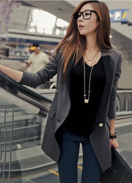 Outerwear  Short  Women spring Jacket/ Blazer/women suit /Gray /Slim Style