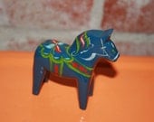 Vintage Swedish Dala Horse Blue John Gudmunds