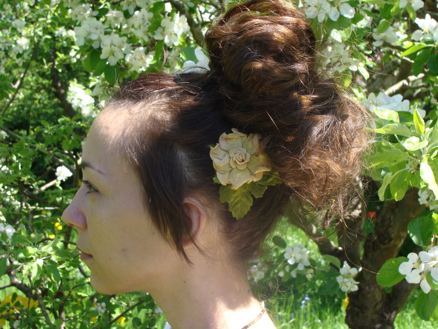 Eco Yellow Flower hair clip fascinator bridal hair accessories Paper camelot Roses