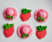 edible strawberry  cupcake topper, hats and strawberry made of fondant and gum paste perfect for girls birthday party
