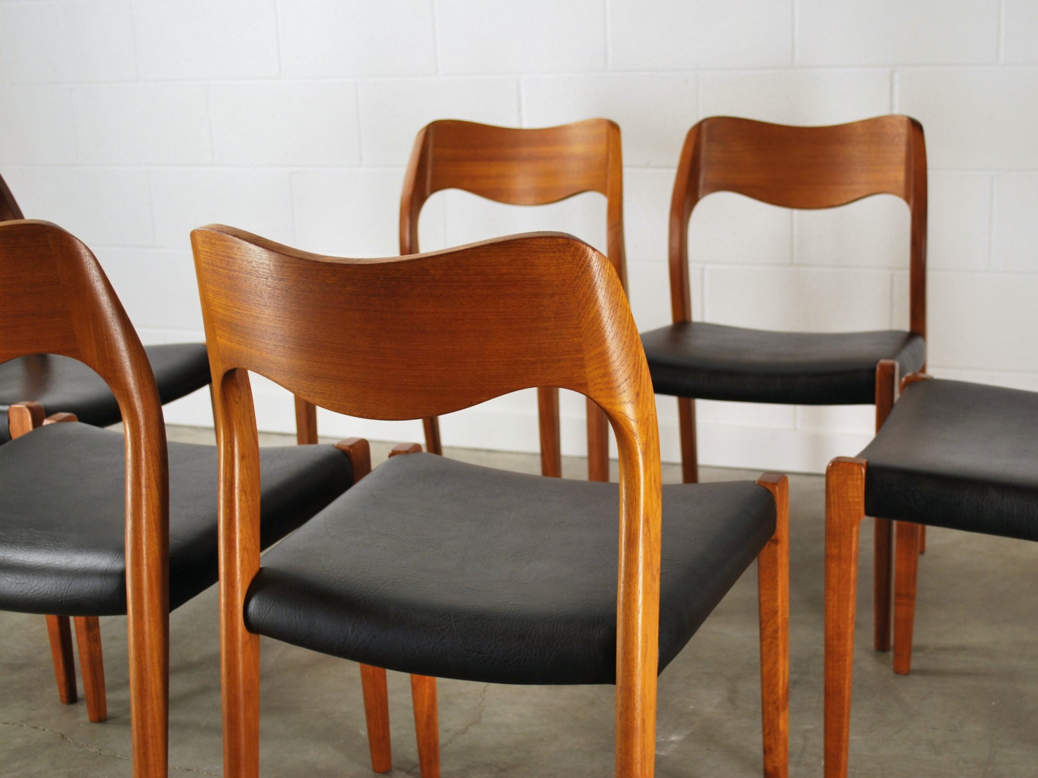 Six Moller Model 71 Danish Modern Dining Chairs Teak