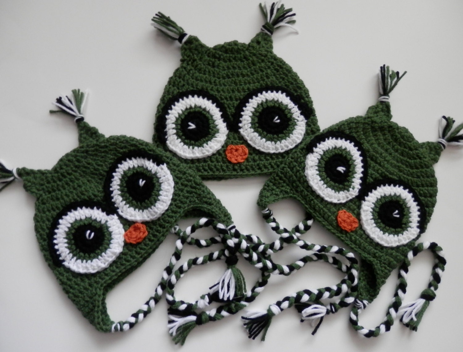 Crochet  Handmade Owl Hat  Green Kids Children Teen Toddler Animal Bird