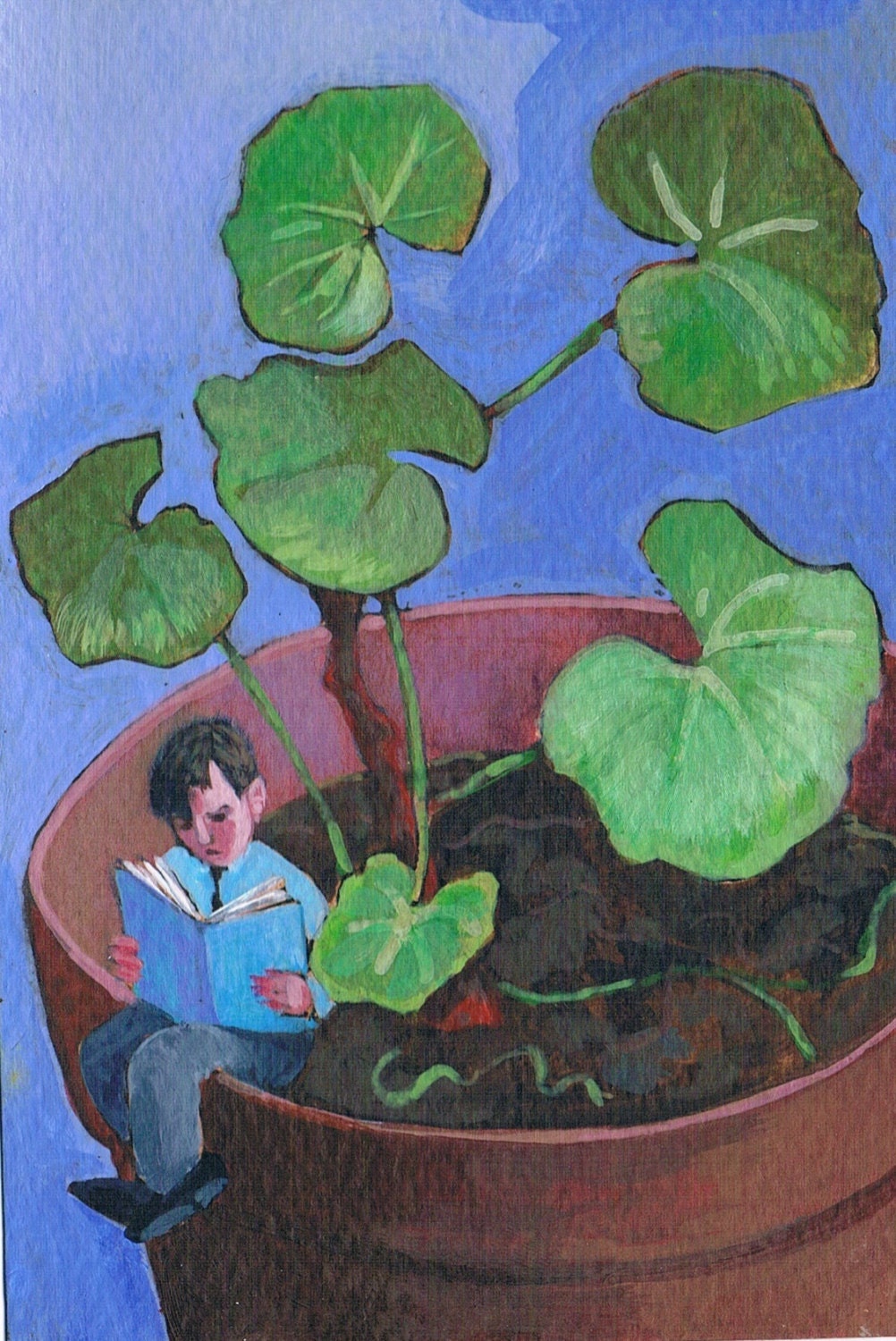 Geranium Reader - original painting.