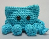 Crochet Plush Toy with Tentacles, Turquoise Blue Octokitty Plush - Part Octopus Part Cat Amigurumi Toy, Weird stuffed crochet toys