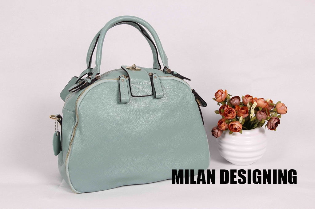 Large Leather Tote Bag/ Shopper Bag/ Laptop Bag/ IPAD Bag/ Shoulder Bag/ Handbag/ Messenger Bag-Crossbody-Satchel-Briefcase in Light Blue